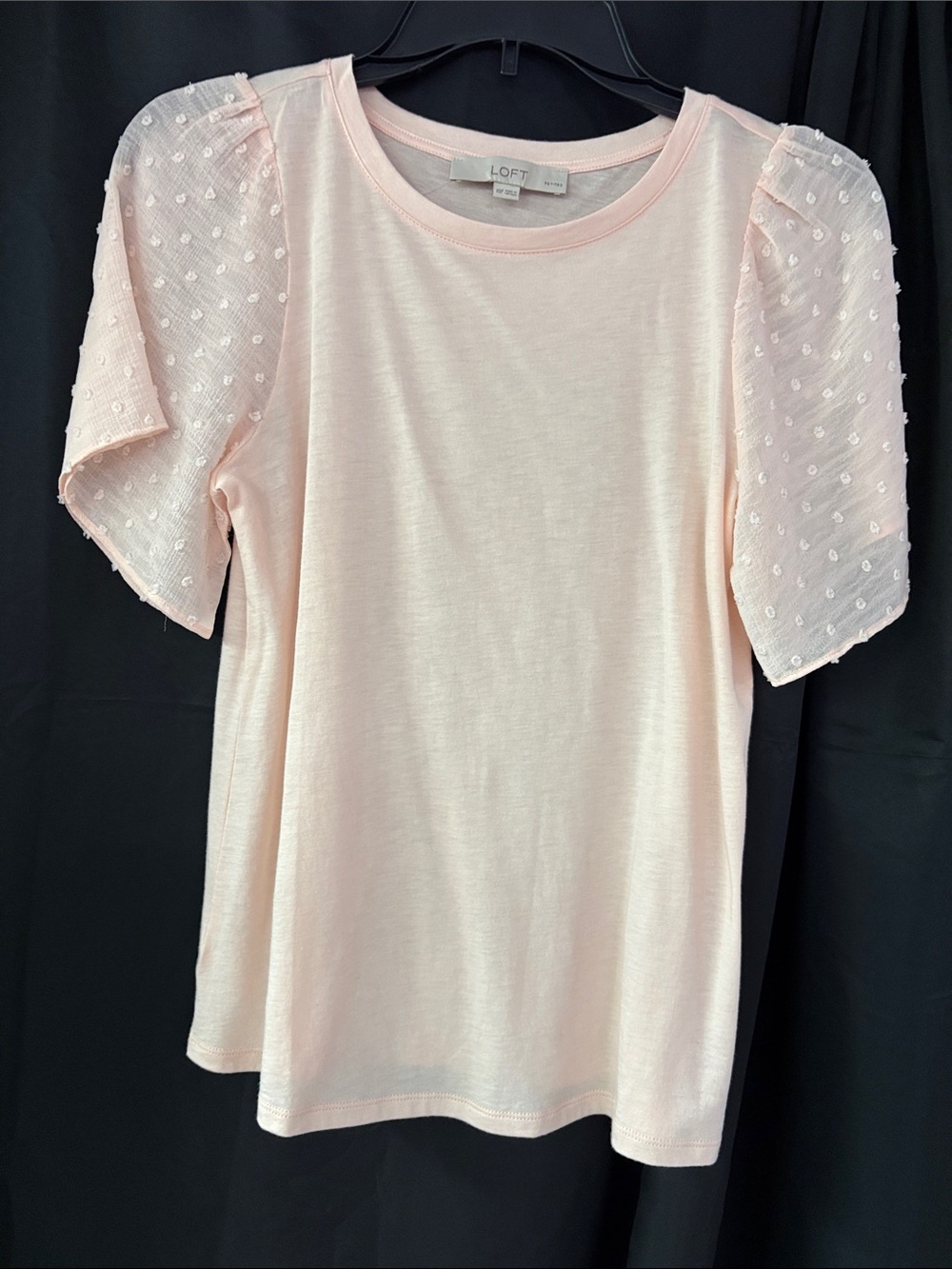 LOFT Light Pink Puff-Sleeve Dot Tee